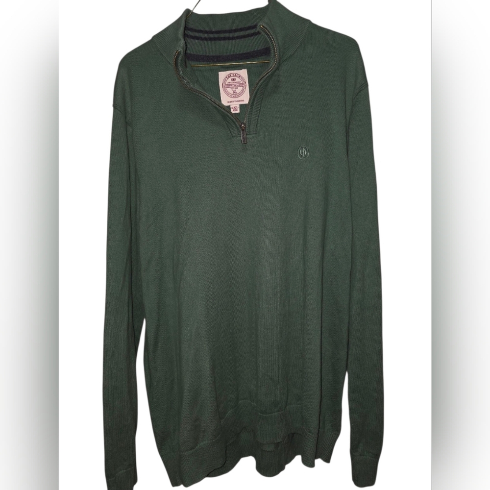 Fat Face Sweatshirt Mens 2XL Regular Green 1/4 Zip Wool Blend Jumper‎ Logo UK